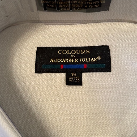 **2 for $30** Alexander Julian wrinkle resistant mini herringbone shirt, size 16 - Picture 2 of 5
